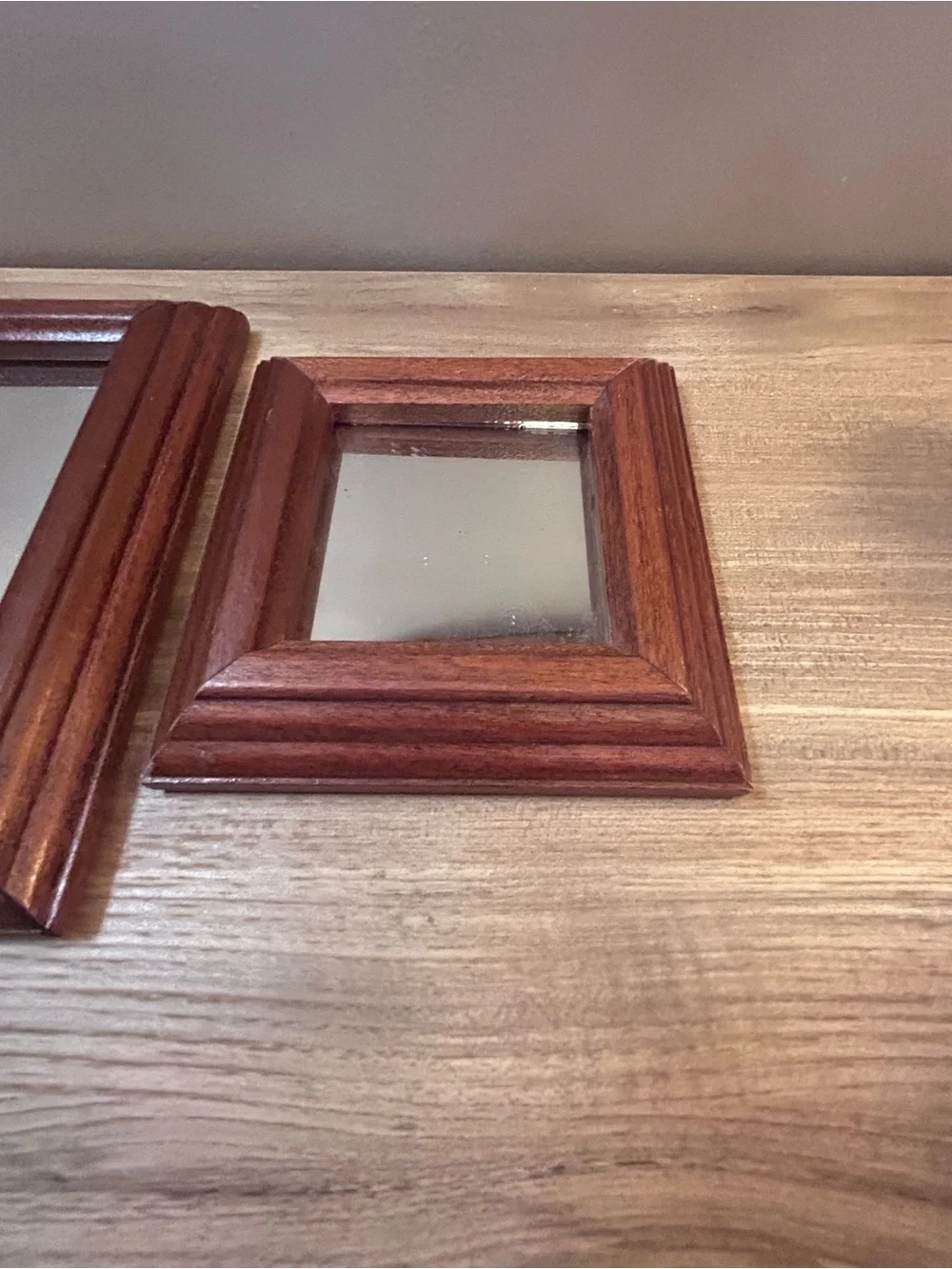Home Interiors Wooden Framed Wall Mirrors in Deep Brown Vintage